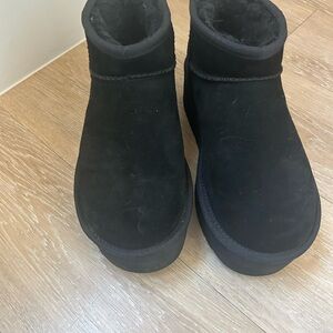 UGG Classic Black Suede Ankle Booties